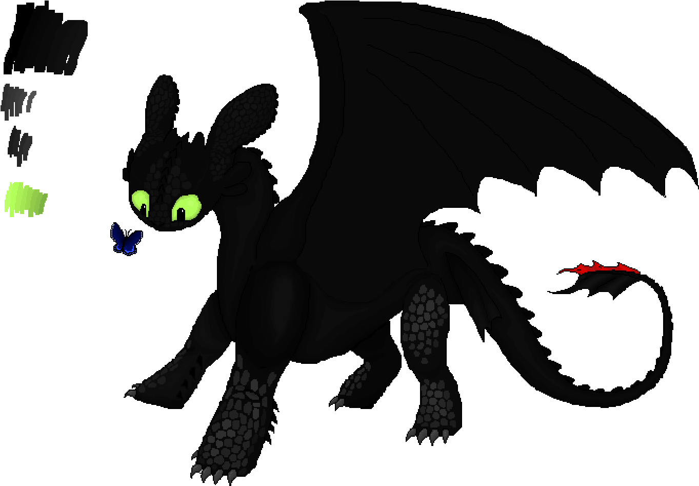Toothless With A Butterfly - Dragon Clipart (1400x1000), Png Download