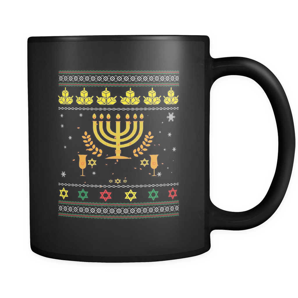 Happy Hanukkah Menorah Chanukah Dreidel Ugly Christmas - Run On Caffeine And Cuss Words Clipart (1024x1024), Png Download