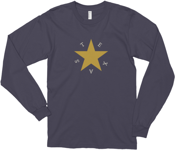 Texas Star Long Sleeve T-shirt - Long-sleeved T-shirt Clipart (600x600), Png Download