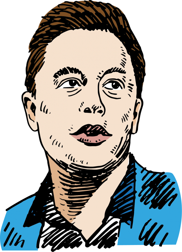 Elon Musk And Tesla Settle Sec Fraud Charges - Musk Vector Elon Musk Drawing Clipart (630x869), Png Download