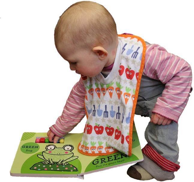 Toddler, Learning, Book, Child, Reading, Baby, Green - Sensorimotor Stage Clipart (665x720), Png Download
