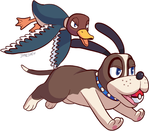 Border Collie Duck Hunt Dog & American Black Duck Duck - Cartoon Clipart (600x600), Png Download