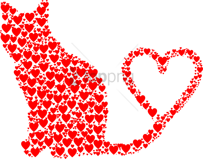 Free Png Cat Heart Png Image With Transparent Background - Cat Heart Love Silhouette Clipart (850x668), Png Download