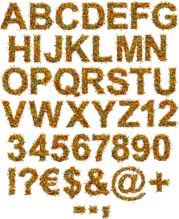 Color Tinsel Bright Font - Alfabeti Clipart (595x729), Png Download