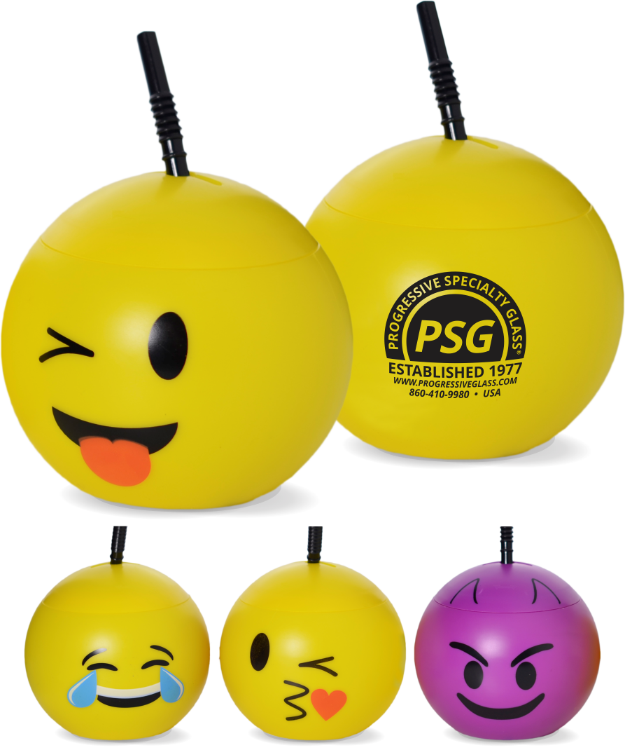 32oz Plastic Emoji Balls - Smiley Clipart (893x1070), Png Download