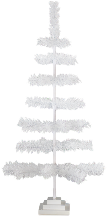 36'' White Christmas Feather Tinsel Tree Decorative - Christmas Tree Clipart (430x800), Png Download
