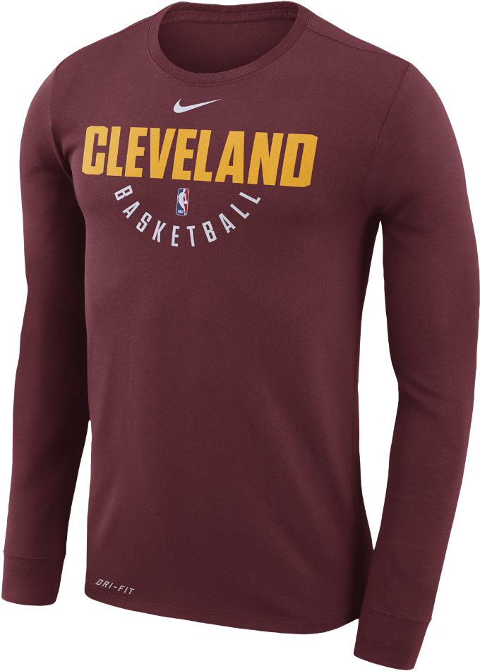 Cleveland Cavaliers Nike Dry Men's Long Sleeve Nba - Long-sleeved T-shirt Clipart (1000x1000), Png Download