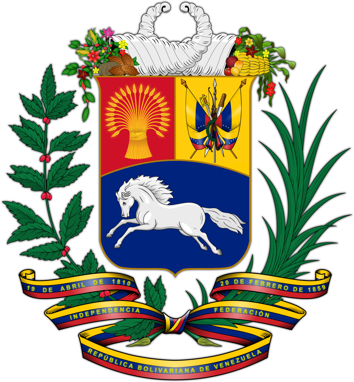 Coat Of Arms Venezuela Clipart (1200x1297), Png Download