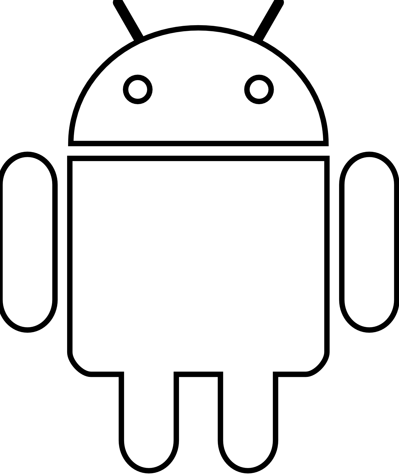 Android Robot Black White Line Art 999px 44 - Android Logo White Svg Clipart (999x1188), Png Download