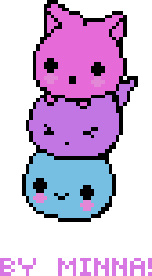 Kawaii Cat Blobs - Pixel Art Chat Kawaii Clipart (505x913), Png Download
