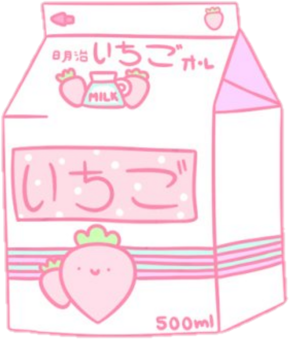 #freetoedit #cute #kawaii #pixel #pastel #drink - Japanese Strawberry Milk Aesthetic Clipart (1024x1024), Png Download