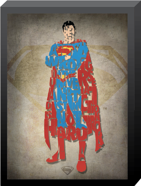 Dc Comics, Printed Glass "superman" Words In Shadowbox - Glass Painting Of Superman Clipart (600x600), Png Download