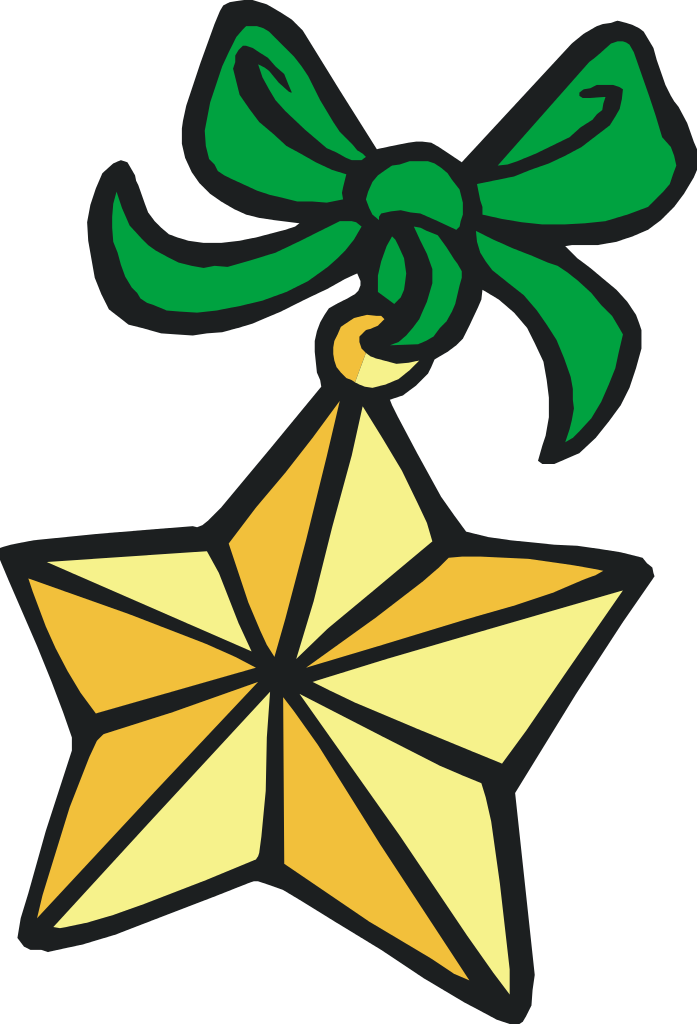 Star With Green Ribbon - Estrella Verde De Navidad Clipart (697x1024), Png Download