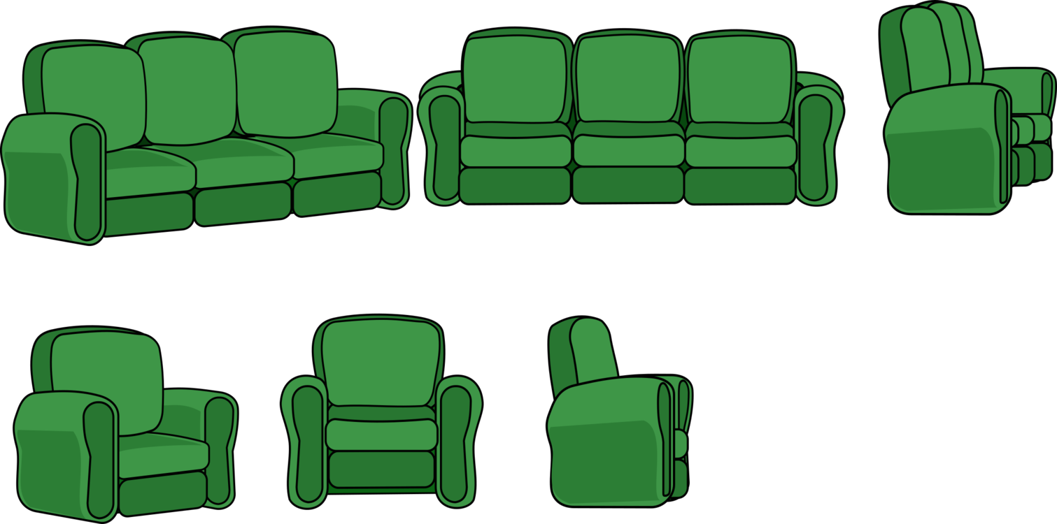 Chair Couch Living Room Arm - Cartoon Couch Side View Clipart (1511x750), Png Download