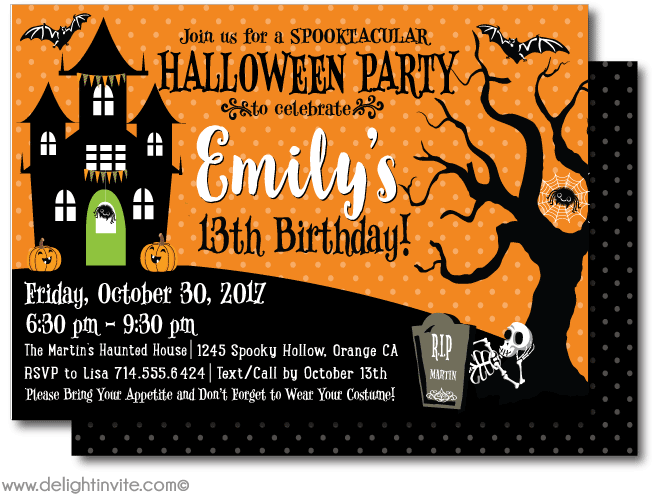 Halloween Birthday Party Invitations - Halloween Theme Party Invites Clipart (656x530), Png Download