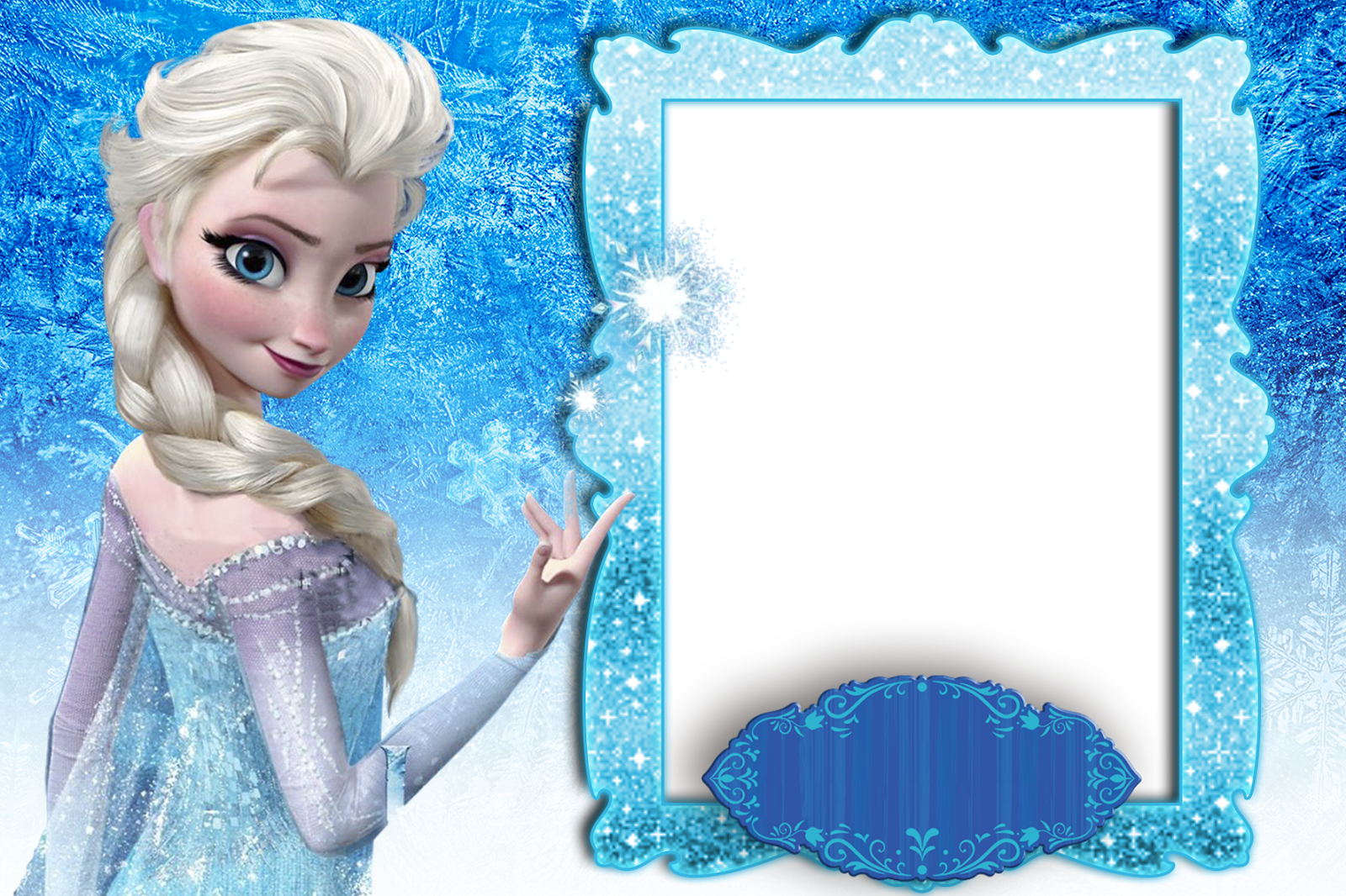 Molduras Frozen - Invitaciones De Elsa Frozen Clipart (1600x1066), Png Download