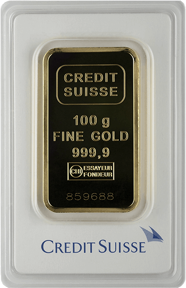 Picture Of 100 Gram Credit Suisse Gold Bar - Credit Suisse Gold Bar Fortuna Clipart (600x600), Png Download