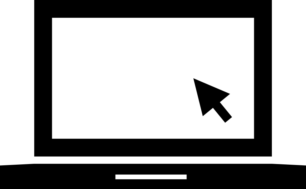Laptop With Cursor Arrow On Blank Monitor Screen Comments - Laptop With Cursor Icon Clipart (980x606), Png Download