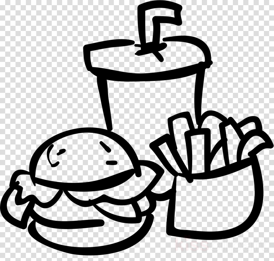 Food And Drink Icon Png Clipart French Fries Hamburger - Black And White Transparent Food Clipart (900x860), Png Download