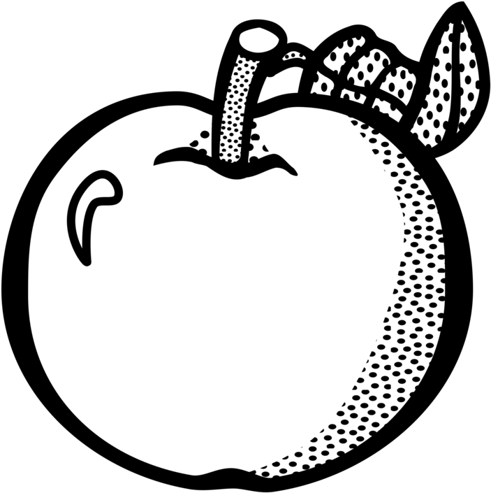 Fruit Apple Food Drawing Banana - Clipart Black And White Fruits - Png Download (748x750), Png Download