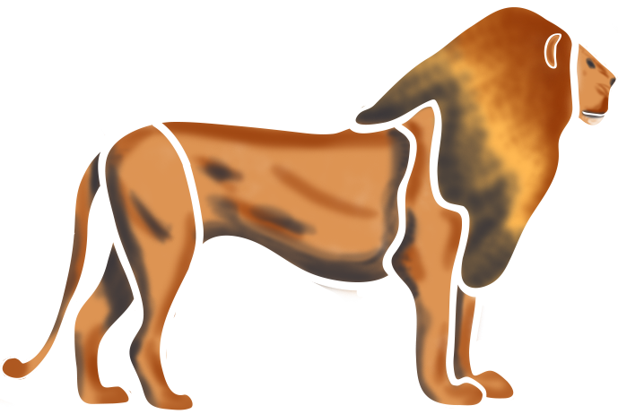 Lion Face Concept Lion Body Concept Lioness Face Concept - African Folk Art Lion Clipart (689x462), Png Download