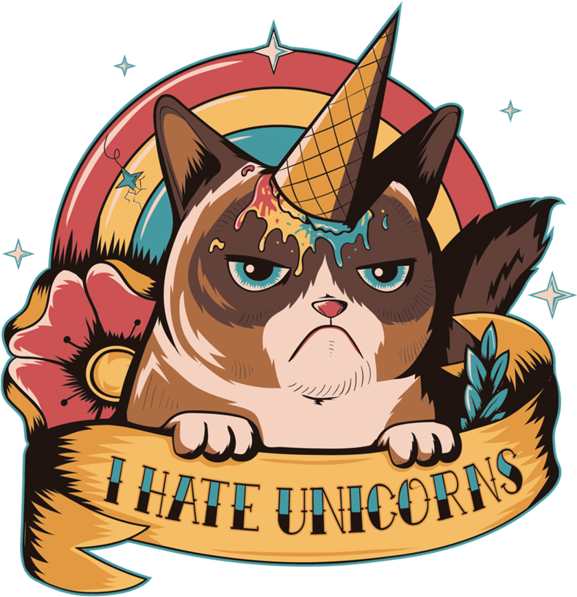 Hate Unicorns Clipart (1024x887), Png Download