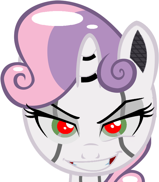 #736731 - Artist - D Tavs - Exe, Bust, Edit, Evil, - Mlp Sweetie Belle Robot Clipart (650x720), Png Download