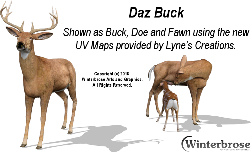 Daz Buck Doe Fawn With New Uv Map From Lyne's Creations - Elk Clipart (800x486), Png Download