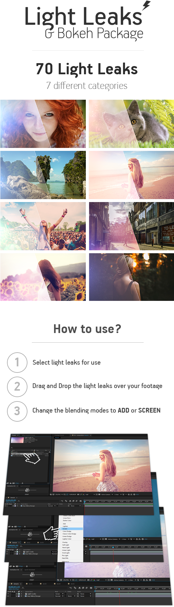 Light Leaks & Bokehs Package - Kitty Gallannaugh Clipart (614x2117), Png Download