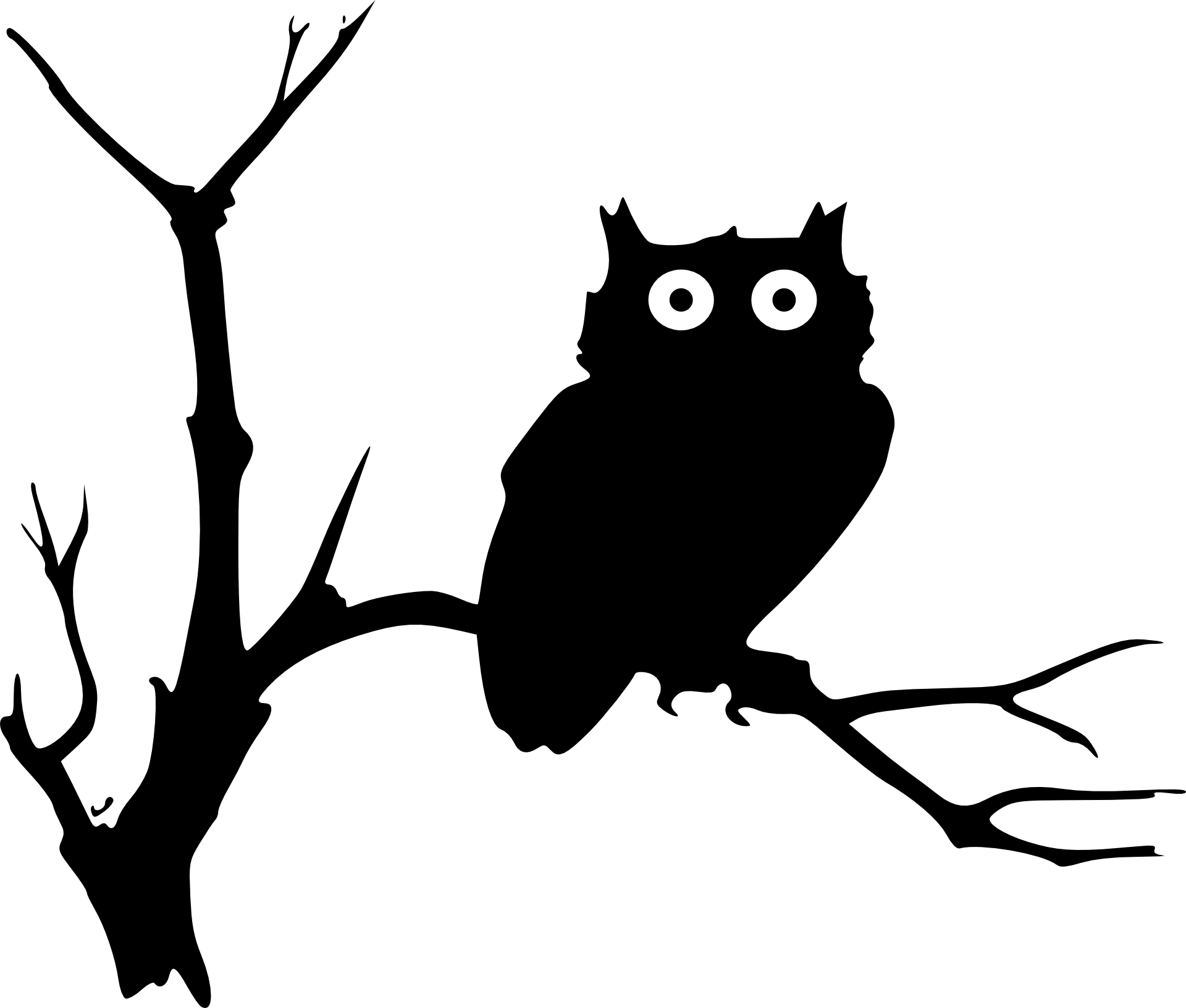 Owl Twig Branch Night Bird - Owl Clip Art - Png Download (1920x1633), Png Download