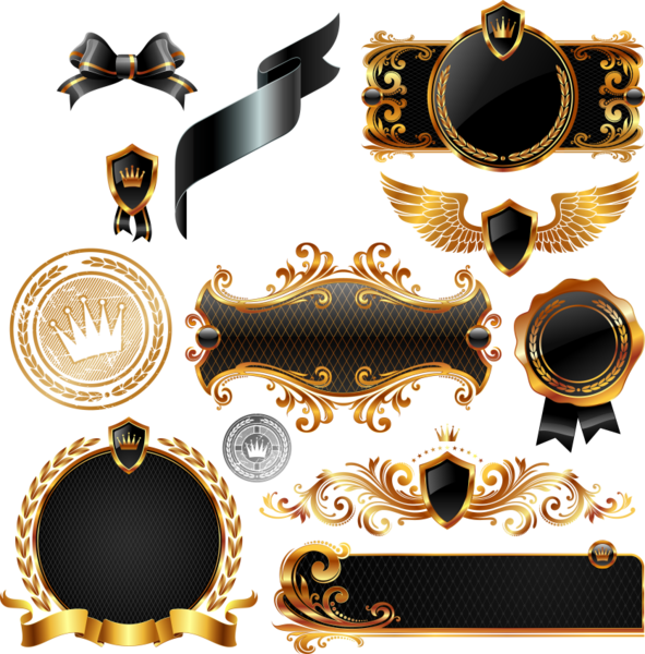 Image Freeuse Black And Gold Crests Vectors Official - Black Gold Vector Png Clipart (591x600), Png Download