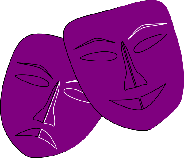 Theatre Masks Purple Clipart (600x514), Png Download