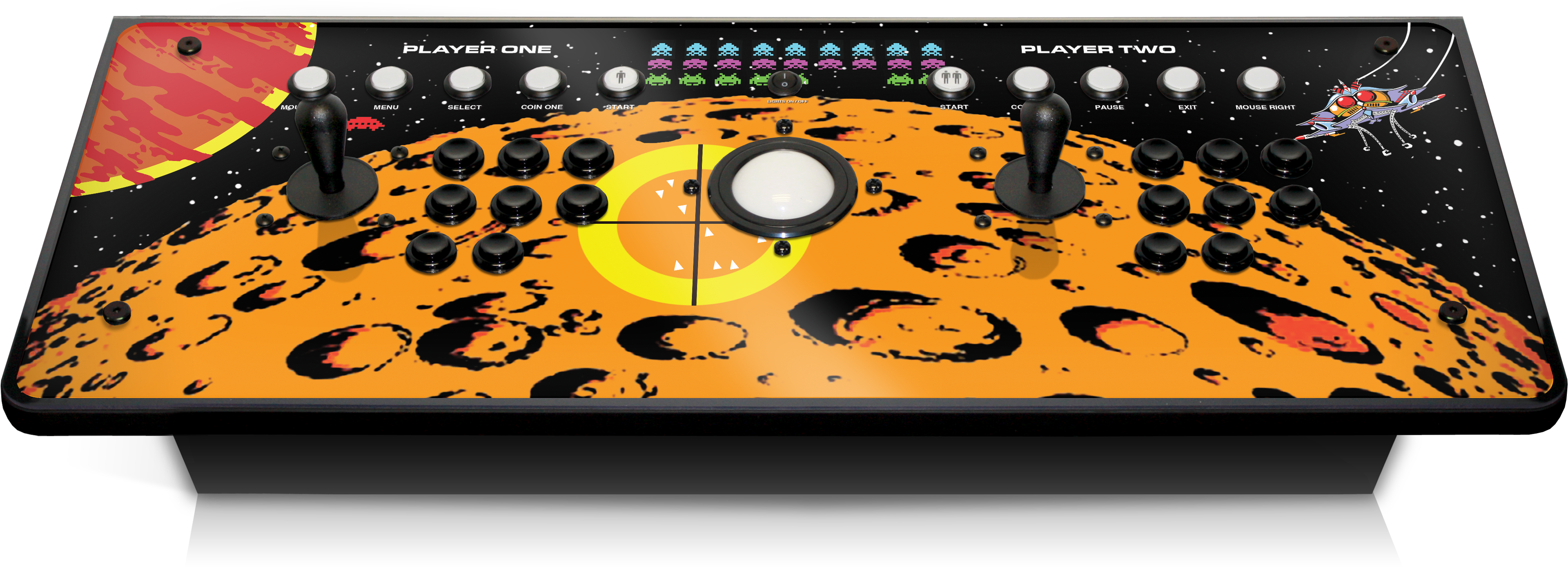 1613 In Custom Arcade Controller Space Invaders Moon - Headphones Clipart (4044x1613), Png Download
