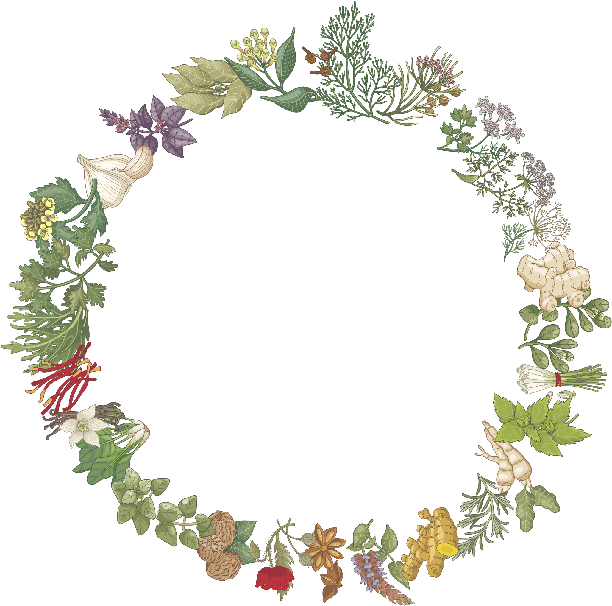 Herbs Wreath Png Clipart (2146x2054), Png Download