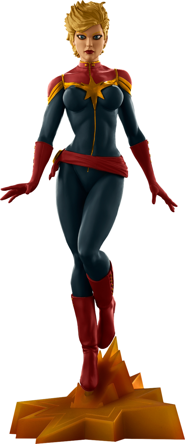 Captain Marvel 9" Pvc Statue - Captain Marvel Statue Clipart (627x1500), Png Download