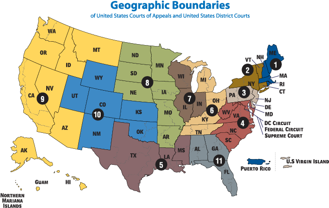 Federal Court Circuit Map - Enhanced Nurse Licensure Compact Map Clipart (712x480), Png Download