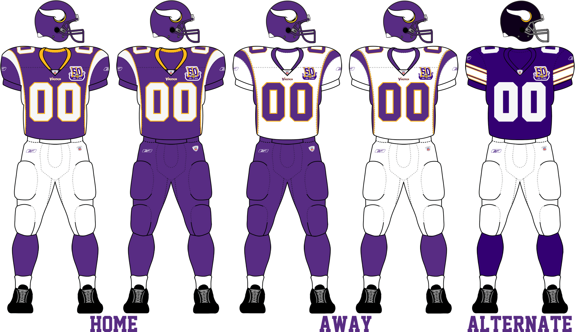Minnesota Vikings 2010 Uniforms - Minnesota Vikings Uniform History Clipart (2010x1150), Png Download