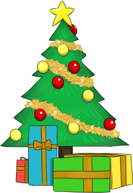 Christmas Tree With Presents Clipart - Png Download (528x718), Png Download