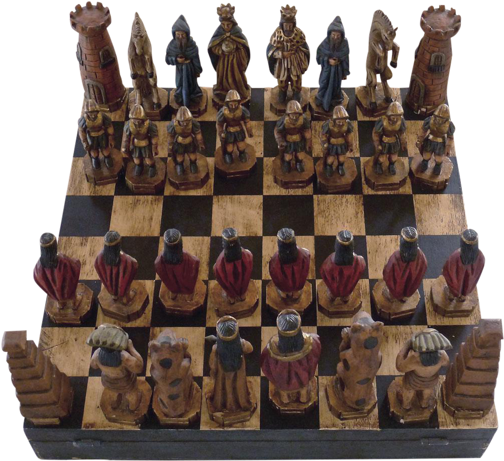 Mexican Hand Carved Boxed Set Chairish - Chess Clipart (1113x1018), Png Download