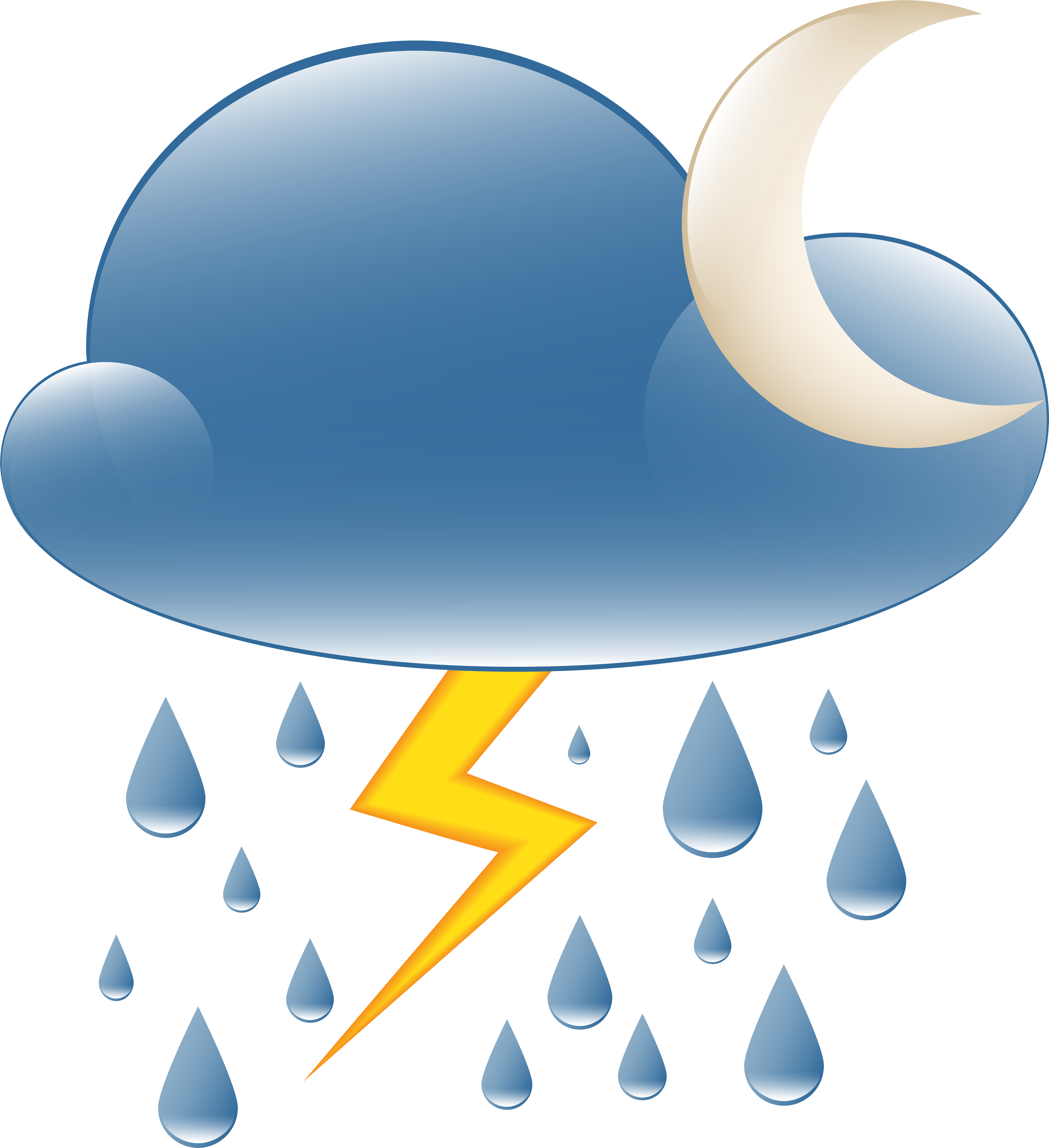 Thundery Showers Night Weather Icon Png Clip Art Transparent Png (7308x8000), Png Download