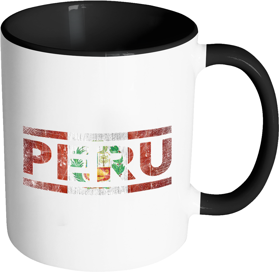 Retro Vintage Flag Peruvian Peru 11oz Black & White - Mug Clipart (1024x1024), Png Download