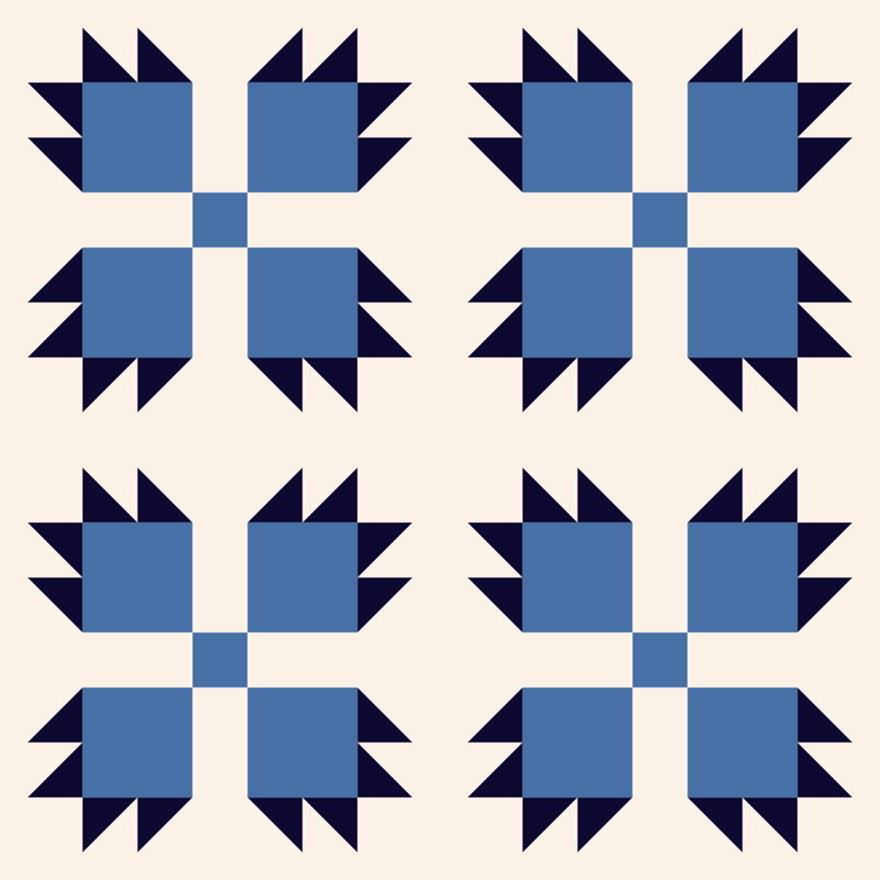 Bear Paw Blue On Cream - Bear Paw Free Quilt Pattern Clipart (800x800), Png Download