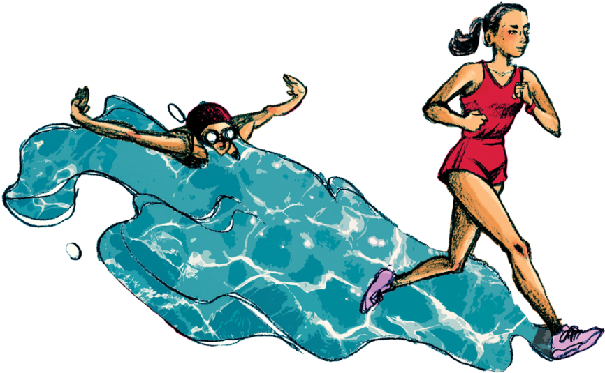 Swimming Standout Transitions To Land - Sprint Clipart (900x572), Png Download