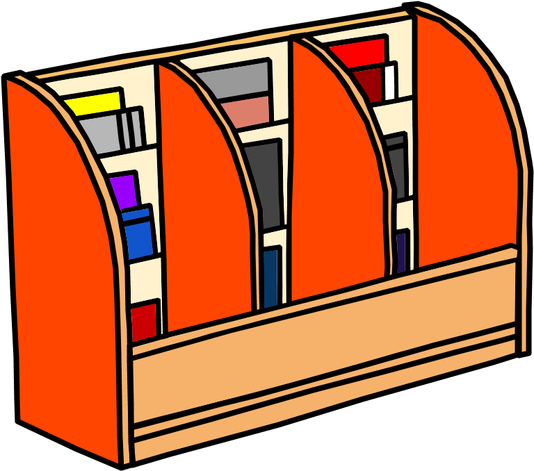 Book Display, Shelf, Curved, Filled With Books, Orange, Clipart (816x1056), Png Download