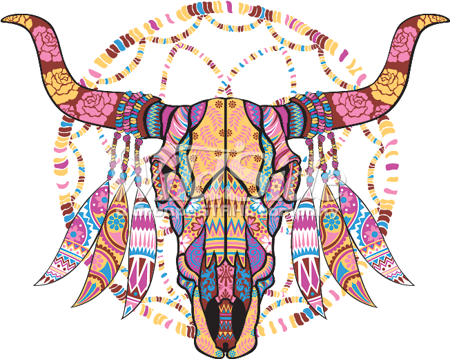Mosaic Cowskull - Illustration Clipart (675x675), Png Download