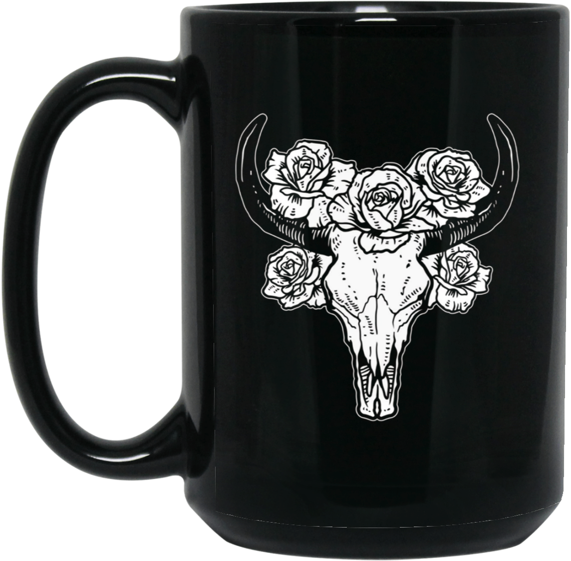 Flower Cow Skull Crown Roses Boho Spiritual Gypsy Tee - Raiders Coffee Mug Clipart (1155x1155), Png Download