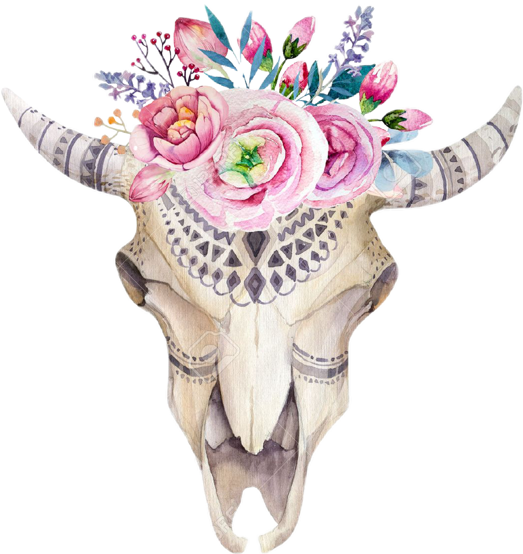 #paint #flowers #floral #watercolor #watercolour #bullhead - Floral Bull Sk...