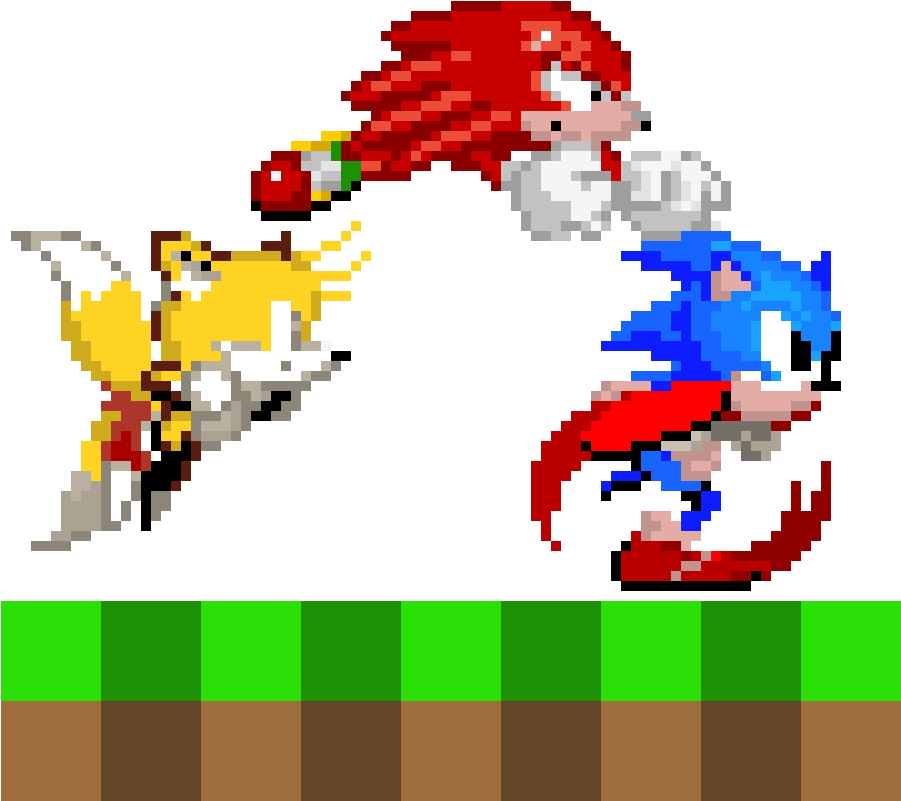 Sonic, Tails & Knuckles , Png Download - Sonic Knuckles Tails Pixel Clipart (901x801), Png Download