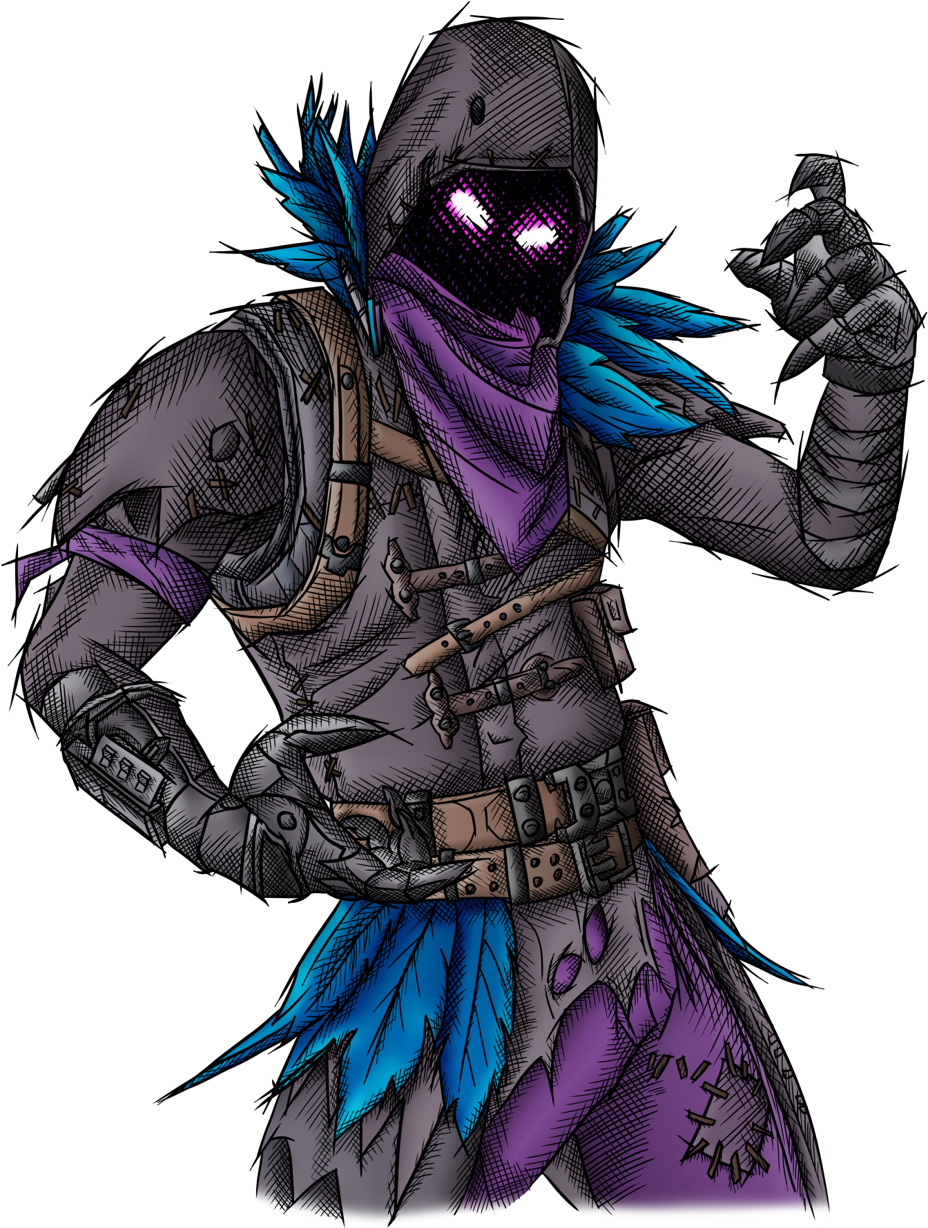 Fortnite Drawing Fornite - Fortnite Raven Drawing Clipart (1418x1859), Png Download