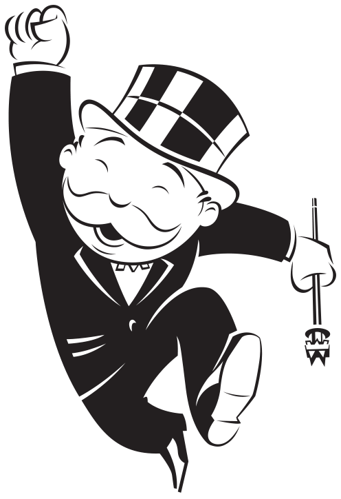 Mr Monopoly Mr Monopoly Hasbro Logo - Monopoly Man Black And White Clipart (496x724), Png Download
